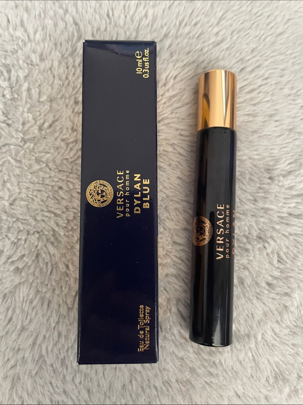 Versace Pour Homme Dylan Blue Travel Spray - Navy & Black with Gold Accents